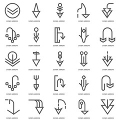 Simple Set of 25 Vector Line Icon. Contains such Icons as Down a