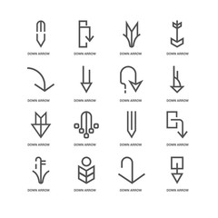 Simple Set of 16 Vector Line Icon. Contains such Icons as Down a