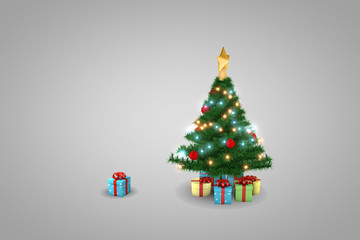 3d rendering, christmas tree with white background
