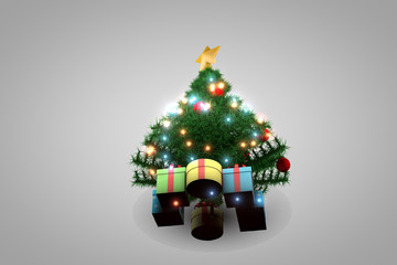 3d rendering, christmas tree with white background