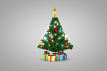 3d rendering, christmas tree with white background