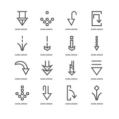 Simple Set of 16 Vector Line Icon. Contains such Icons as Down a