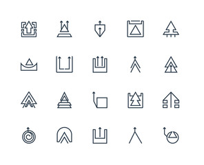 Set Of 20 outline icons such as Up arrow, linear icon pack