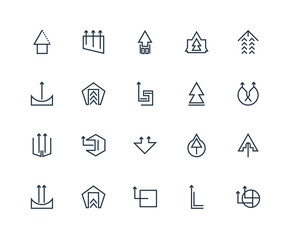 Fototapeta premium Set Of 20 outline icons such as Up arrow, linear icon pack