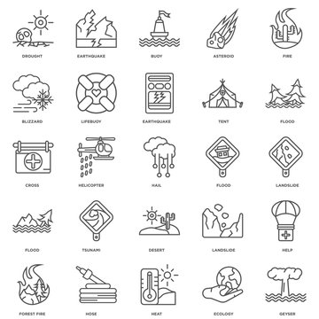 Simple Set of 25 Vector Line Icon. Contains such Icons as Geyser