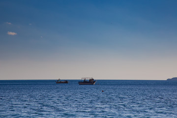boats on the horizon of Positano