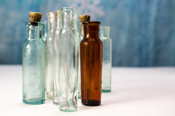 Group of Vintage Antique Glass Medicine Bottles