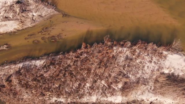 fly over a flowing river