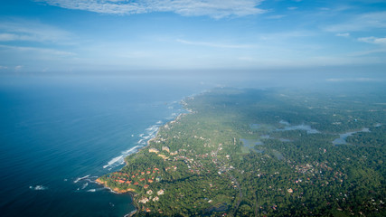 Fototapeta na wymiar Aerail view of beautiful seascape with fisherman village in sri lanka