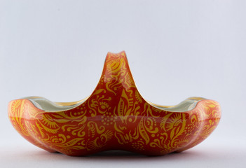 Orange Porcelain bowl hand painted profile
