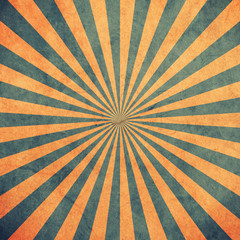 Blue and yellow sunburst vintage and pattern background with space.