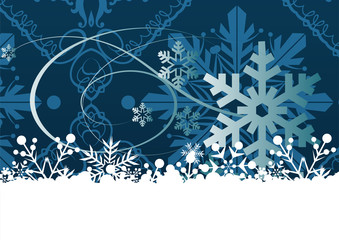 Christmas background and holiday card. white border of snowflakes on blue background. Suitable for all Christmas and new year holidays. vector image