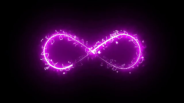 Burning infinity sign in space, modern computer generated 3D rendering background