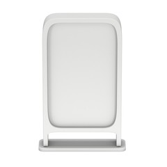 LCD Screen Stand. Blank Trade Show Booth. 3d render of lcd screen isolated on white background. High Resolution. Ad template for your expo design.