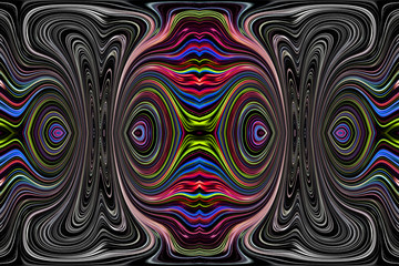 Color lines and curves creates fantastic pictures. Abstract painting - psychedelic pictures.