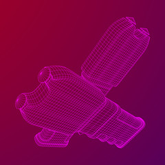 Police electro shocker taser stun gun. Wireframe low poly mesh vector illustration