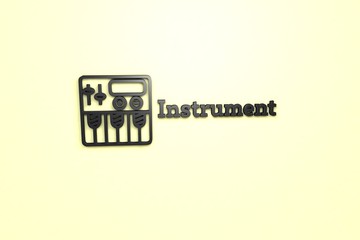 Text Instrument with dark 3D illustration and yellow background