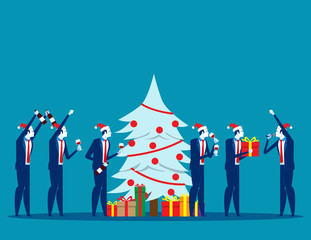 Merry christmas party. Concept business vector illustration, Office celebration, Holiday, December