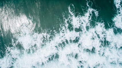 Drone aerial view of sea wave surface