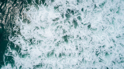 Drone aerial view of sea wave surface