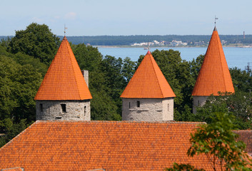 Historic Buildings in the Old City of Tallin, Estonia