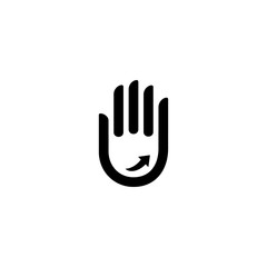 smiling hand face arrow logo vector