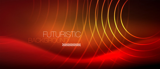 Neon glowing techno lines, hi-tech futuristic abstract background template with square shapes