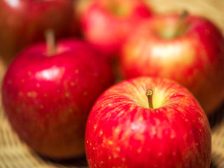 Apple in basket.
