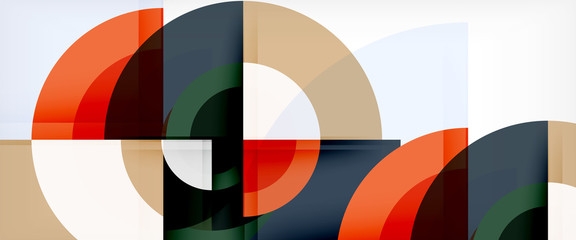 Obraz premium Modern geometric circles abstract background, colorful round shapes with shadow effects