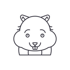 Cute hamster line icon concept. Cute hamster vector linear illustration, sign, symbol