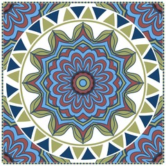Design with abstract hand drawn floral color mandala pattern with decorative element. Vector illustration. Template design for card, shawl, bandanna, fashion print