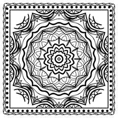 Round vector background with floral pattern in modern style. For design of carpet, shawl, pillow. Vector illustration