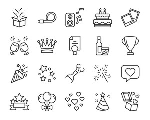 set of celebration icons, such as gift, christmas, party, champagne, event, birthday