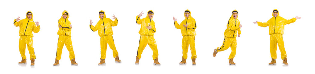 Young rap performancer isolated on white