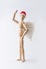 santa claus wooden mannequin with say hi pose