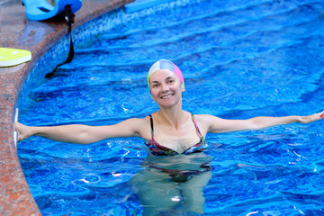 woman in the pool