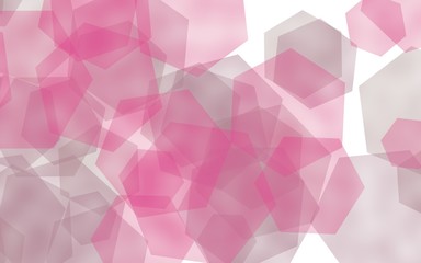 Fototapeta premium Multicolored translucent hexagons on white background. Red tones. 3D illustration