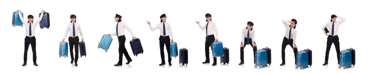 Funny pilot isolated on white © Elnur