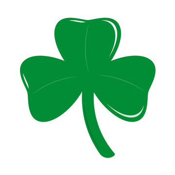 Green clover leaf icon, to the St Patrick`s day. Flat design. Vector.