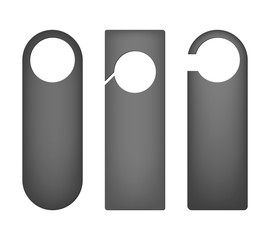 Door hanger mock-up set - blank dark gray cards isolated on white