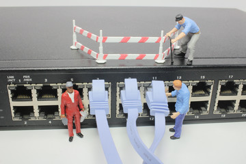 a mini people figures help moving LAN