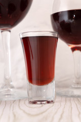 Cocktail collection: Two layered shot. Isolated on white background .