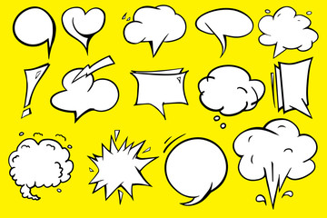 Speech bubble graphic vector in yellow background.