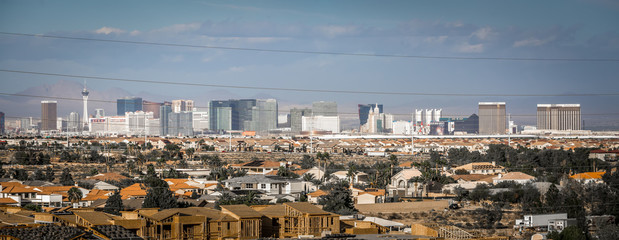 Las vegas city surrounded by red rock mountains and valley of fire © digidreamgrafix