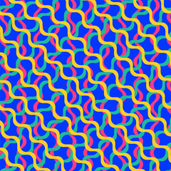 Ornament, pattern in the form of waves. Vintage pattern for decoration on fabrics and textiles. Cute background. Multicolored wavy lines, horizontal and vertical.