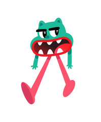 Cartoon character, monster. Mascot for the company. Image is isolated on white background. Modern illustration. Cute humanoid animal.