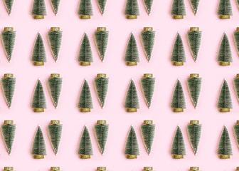 Christmas seamless pattern. Christmas background with christmas tree pink isolated over background. season
