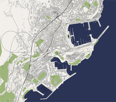 vector map of the city of Principality of Monaco, French Riviera