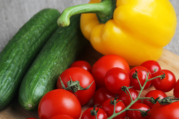 Bright vegetables at the table