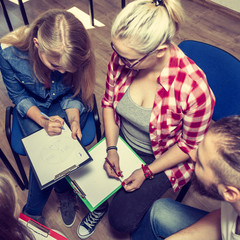 Group of people students working together